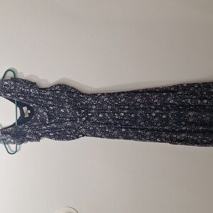Le Ragazze Elegant Black, Brown and White Maxi Floral Dress Size S